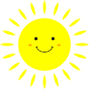 Heerlijke zonnige vakantie op Kreta vieren - plaatje van een zonnetje met een glimlach.
